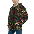 thumbnail image 2 of Fotbe Mexican Flower 2 Pattern Youth Pullover Hooded Sweatshirt, Boys Hoodie, Kangaroo Pocket Hoodie for Kids Girls -X-Large, 2 of 6