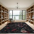 thumbnail image 2 of ODIKA 9'x12' Dark Floral Exotic Garden Night Washable Area Rug Elegant Botanical Design with Butterflies Non-Slip, Chair-Friendly for Dining Room, Basement, Large Office, 2 of 7