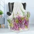 thumbnail image 4 of Vintage Rose Soft Flannel Fleece Throw Blanket, Romantic Flowers Spread Photo Plain Background, Cozy Plush for Indoor and Outdoor Use, 70" x 90", Blue Eggshell, by Ambesonne, 4 of 5