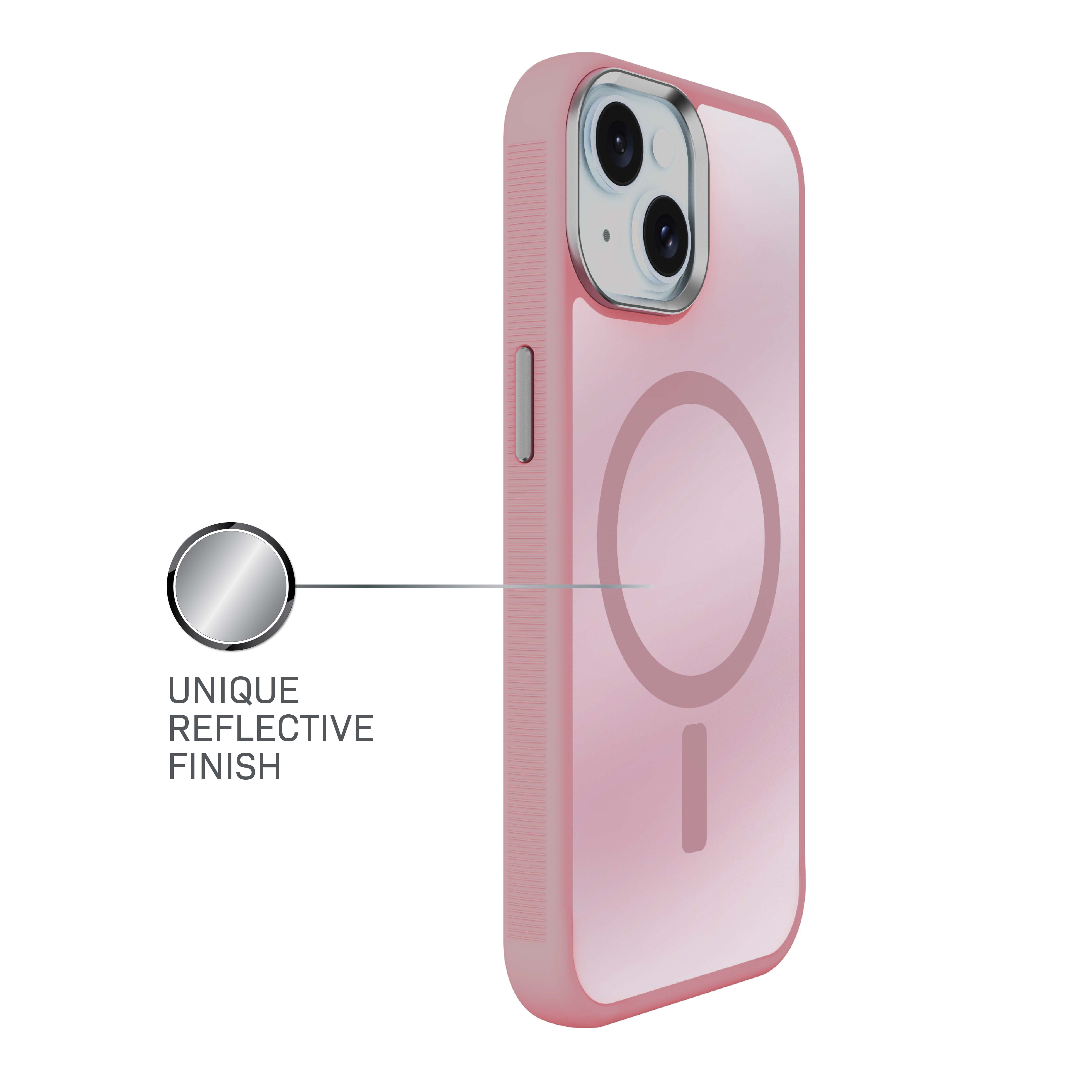 Body Glove Reflector Phone Case for iPhone 17e / 16e / 15 / 14 / 13, MagSafe Compatible - Metallic Rose Gold