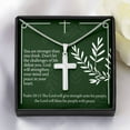thumbnail image 3 of Christian Encouragement God Will Strengthen You Psalm 29:11 Cross Necklace Stainless Steel Pendant Message Card, 3 of 20
