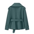 thumbnail image 4 of Cropped Trench Coat for Women Lapel Collar Belted Button Blazer Casual Trendy Elegant Office Fall Jacket, L, 4 of 7