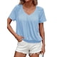 thumbnail image 1 of Camisetas Casuales de Verano para Mujer, Camisetas de Corta con Cuello en V, Azul , Talla XL, 1 of 7