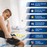 Getting Dressed Routine Chart – with 12 Visual Symbol Clothing Cards compatible with PECS Symbols and Boardmaker PCS Software (for ADHD, ASD, Autism, Kids, Children, Toddlers)