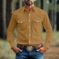 thumbnail image 2 of Feancey Mens Cargo Shirt Long Sleeve Cotton Work Shirts Vintage Casual Button Down Shirt Outdoor Hiking Camping Tops with Pockets Coffee L, 2 of 8