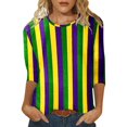 thumbnail image 1 of PMUYBHF T-Shirt Imprimé Joyeuses Fêtes Manches 3/4 Col Rond Blouse 4624 L, 1 of 5