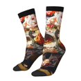 thumbnail image 1 of Balery Rose Floral Skull Calcetas Largas con Estampado para Hombre y Mujer – Suaves y Transpirables, Talla Única (US 5-11), 1 of 6