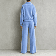 thumbnail image 4 of Szluipve 2 Piece Sets for Women 2 Piece Tracksuit Outfit Striped Side Zip‑Up Collar Jacket & Wide Leg Pants Set Ribbed Knit Casual Loungewear Suit for Daily Vacation Sky Blue L, 4 of 8