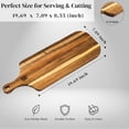 thumbnail image 2 of Premium Acacia Wood Cutting Board Extra Large 20" x 7" x 0.6" Thin Paddle Board w/ Handle & Hole for Cheese, Bread, Fruit Serving - Lightweight Solid Hardwood, Non-Toxic, Plastic Free by New M Way, 2 of 3
