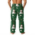 thumbnail image 3 of Fabrcox Christmas Flannel Pj Pants for Men Big and Tall Winter Warm Elastic Waist Christmas Tree Xmas Casual Loose Cartoon Lounge Bottoms Green L, 3 of 5