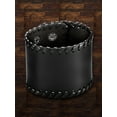 thumbnail image 3 of Coastal Jewelry Stitched Black Leather Wide Cuff Bracelet (62mm), 3 of 4