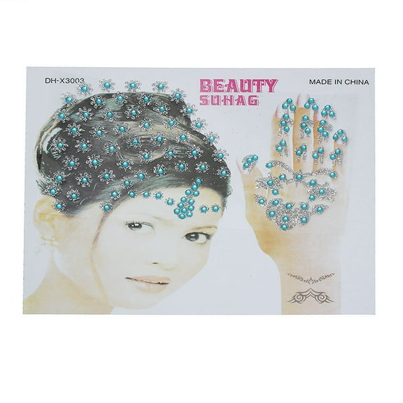 Sexy Sparkles Glitter Shimmer Temporary Tattoo Sticker Body Art Little Flower with Rhinestones Pattern 1 Sheet (Purple)