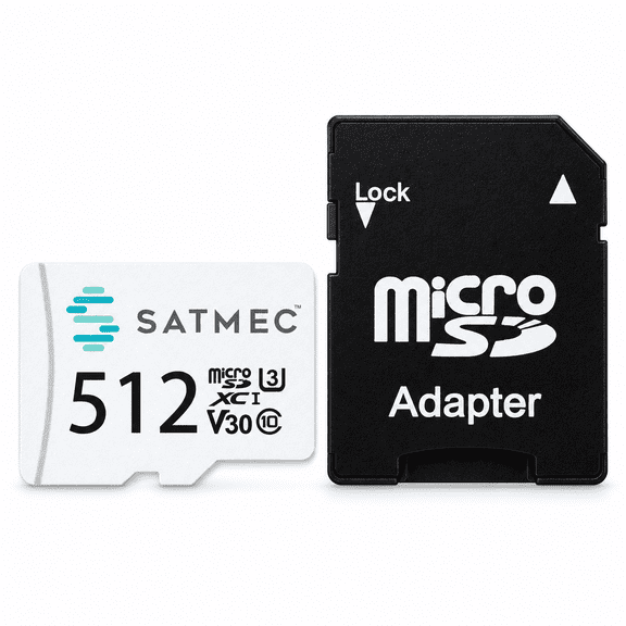 SATMEC 512GB microSDXC Memory Card A2 V30 U3 Class 10 with SD Adapter