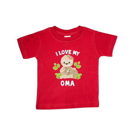 

Inktastic Cute Sloth I Love My Oma with Green Leaves Gift Baby Boy or Baby Girl T-Shirt