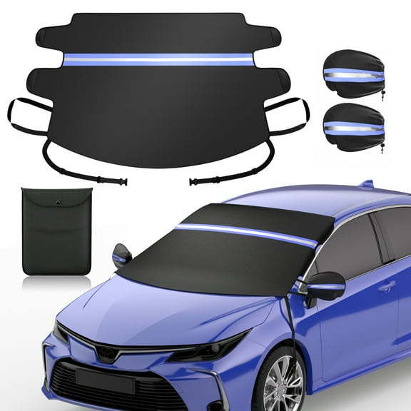 Agricasst Windshield Cover for Ice and Snow, Car Windshield Snow Cover with Two Side Rearview Mirror Cover, Waterproof 600D Heavy Duty , Car Cover for Winter Car Accessories, SUV, Truck, 57x45Inch