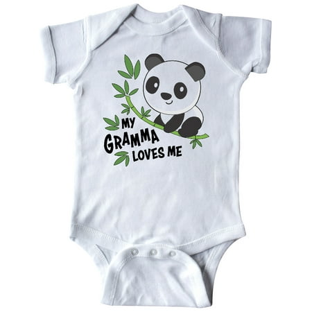 

Inktastic My Gramma Loves Me- cute panda Gift Baby Boy or Baby Girl Bodysuit