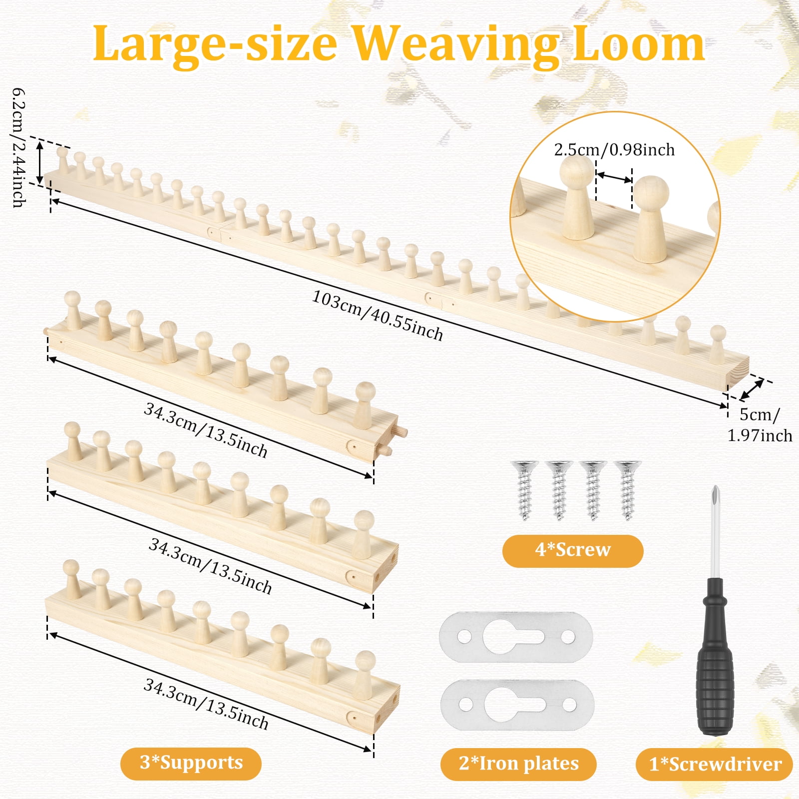 Adifare 46inch Chunky Blanket Loom Foldable Wooden Chunky Weaving Frame Adjustable Size Hand Knitting Tool for Beginners Crafts