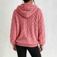 thumbnail image 3 of Pounoo Womens Sweatshirts Hooded Drawstring Long Sleeve Chevron Embossed Fuzzy Sherpa Bubble Cuff Solid Pullover Hoodie Loose Fit Warm Winter Womens Tops, 3 of 7