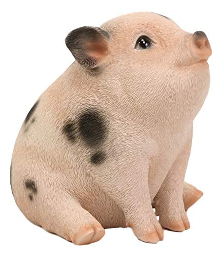 Life Like Figurine Statue Home Garden PIG Chubby Piglet Sitting Cute Piggy 
