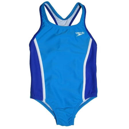 - Speedo Big Girls One Piece Sporty Back Swimsuit -Blue (6)