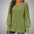 thumbnail image 2 of Womens Long Sleeve Tops Plus Size Solid Color Neck Casual Long Sleeved Loose T Shirt, 2 of 5