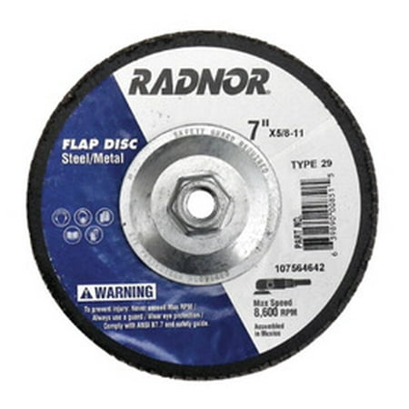

Radnor 7 X 5/8 - 11 80 Grit Aluminum Oxide Type 29 Flap Disc (3 Pack)