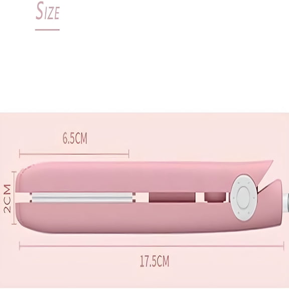 HIBIBUD Mini Curling Iron, Dual-Purpose Curling Iron, Ceramic, Cordless Rechargeable, USB Charge, Hair-Friendly (Pink)