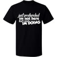 thumbnail image 2 of OXI T-Shirt - Just Pretended, Basic Casual T-Shirt for Men's and Women Fleece T-Shirt Short Sleeve - Black Small, 2 of 3