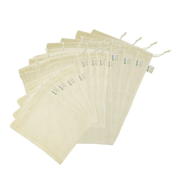 LITO Linen And Towel Reusable Cotton Mesh Produce Bags with Drawstrings| Washable With Tare Weight Bags For Grocery Shopping| Cotton Produce Bags Reusable|Eco Friendly Bulk Food Storage Bags