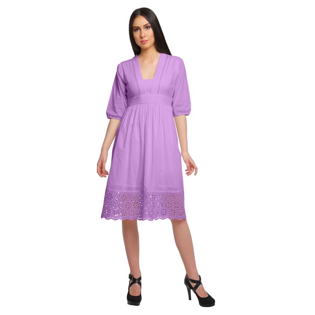 Moomaya Robe à Manches Courtes pour Femmes, Robe de Soirée Unie, Kurta Ethnique Décontractée
