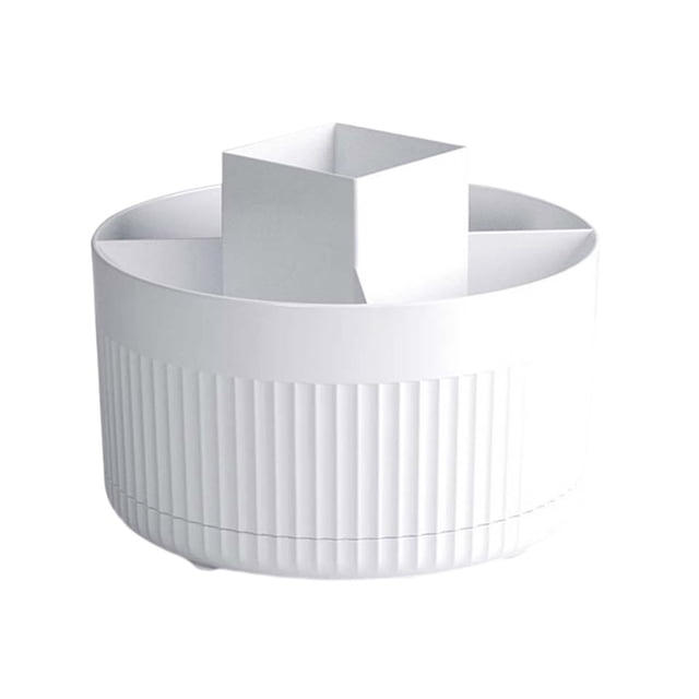 Caja organizadora de maquillaje giratoria para escritorio, contenedor de plástico con compartimentos de gran capacidad para labiales, brochas, lápices de cejas y tocadores para el hogar y el baño.