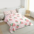 thumbnail image 4 of Feelyou Girly Pink Strawberry Bedding Comforter Set, Kawaii Stars Print Twin Comforter Sets, Teens Kids Girls Women Reversible Bedding Set, Super Cozy Room Decor, 2pcs, 4 of 9