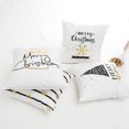 thumbnail image 3 of Housses de Coussin de Canapé à Rayures de Noël avec Lettres Dorées et Flocons de Neige Bronzés, 3 of 4