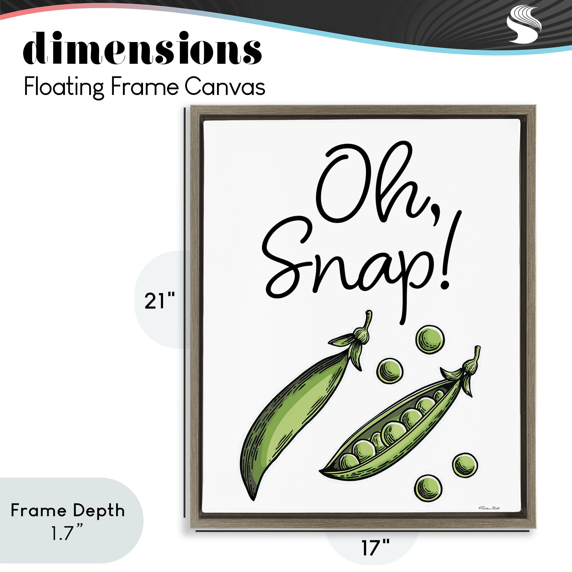 Stupell Industries Oh Snap Peas Brown Framed Floater Canvas Wall Art, design by Susan Ball