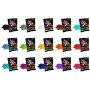 Holi Festival Color Powder - 15 color 15 pack 70g - Yellow, Pink, Green, Purple, Orange, Red, Aquamarine, Magenta, Navy Blue, True Blue, Black, Brown, Grey, White, Teal - Premium
