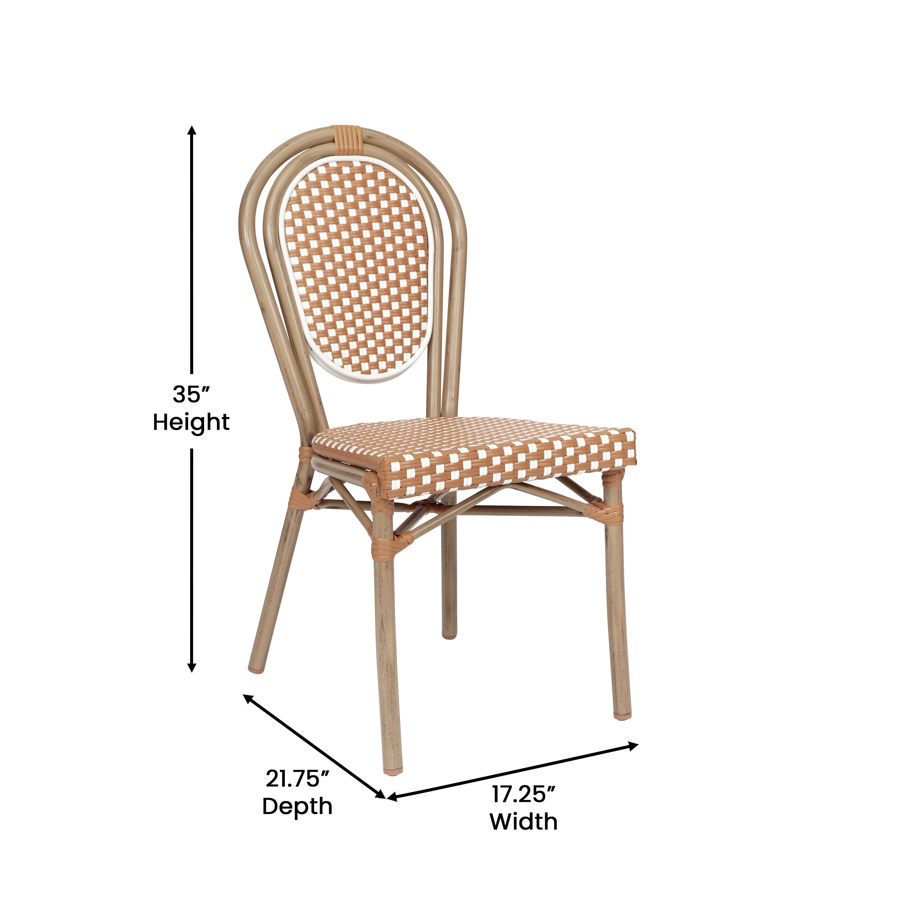Flash Furniture Lourdes Indoor/Outdoor French Bistro Stacking Chair Natural/White/Light Natural