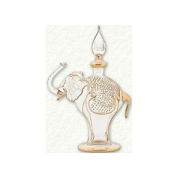 Clear and Gold Elephant Egyptian Blown Glass Perfume Bottle