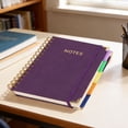 thumbnail image 2 of Hardcover Spiral Notebook Journal with Removable Dividers Tabs, 300 Pages Leather 5 Subject Notebook College Ruled, 5.7"×8.3" Large Notebooks for Work Study Note Taking, Journal for Women,Indigo, 2 of 9