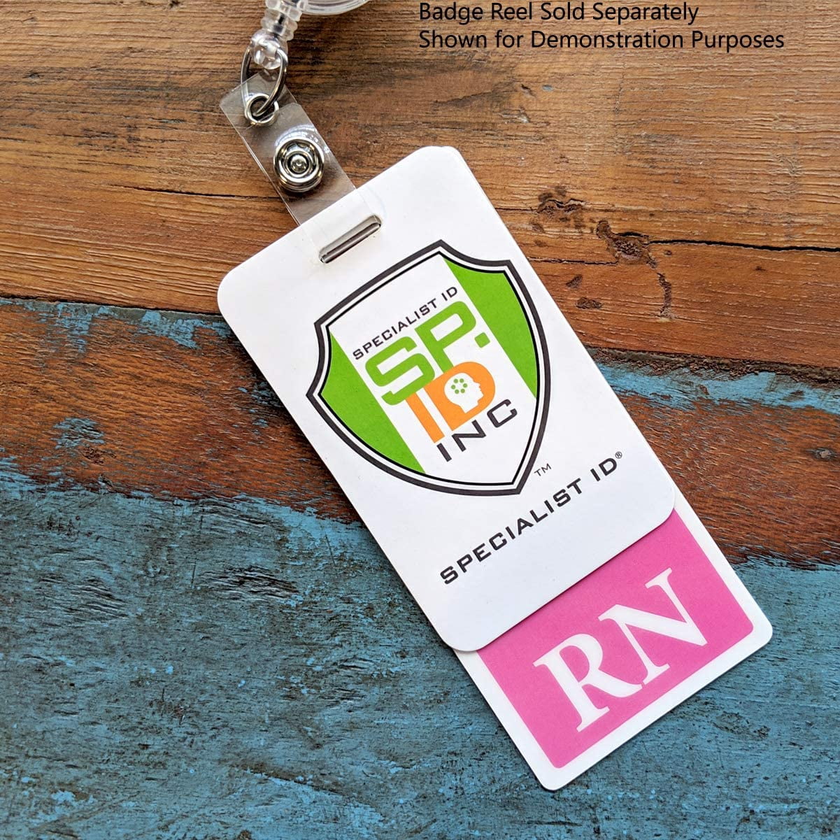 25 Pack - RN Badge Buddy - Vertical ID Badge Backer Card for Registered Nurses - 2 Sided Quick Role Identifier Nurse ID Tag Backer by Specialist ID (Hot Pink)
