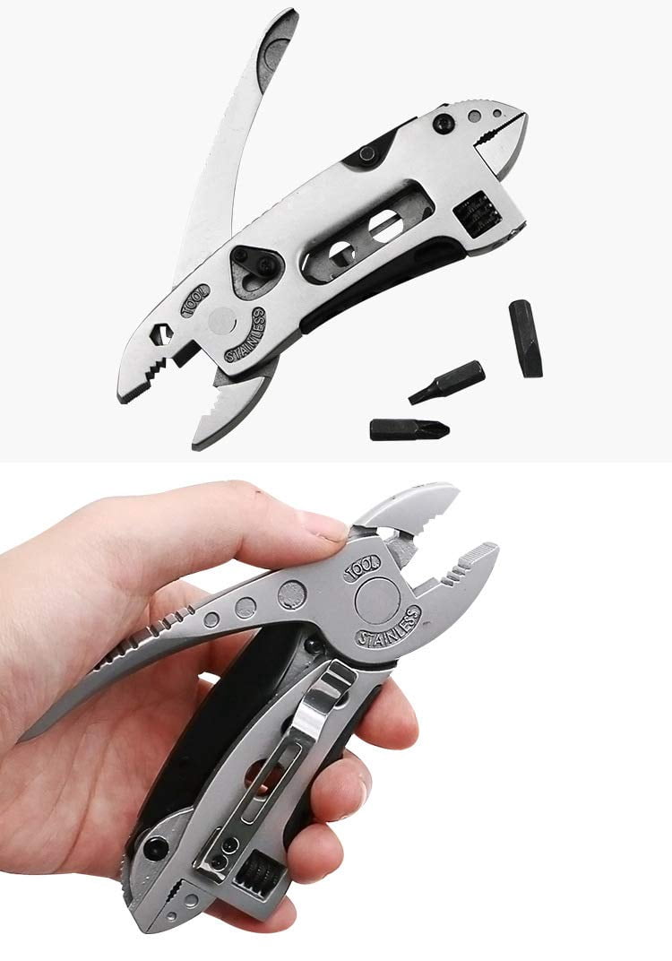 Buyohlic Multitool Wrench with 7 Tools/Pliers/Wire Cutter/Flat Screwdriver Adjustable Multi Purpose Stainless Steel Tool