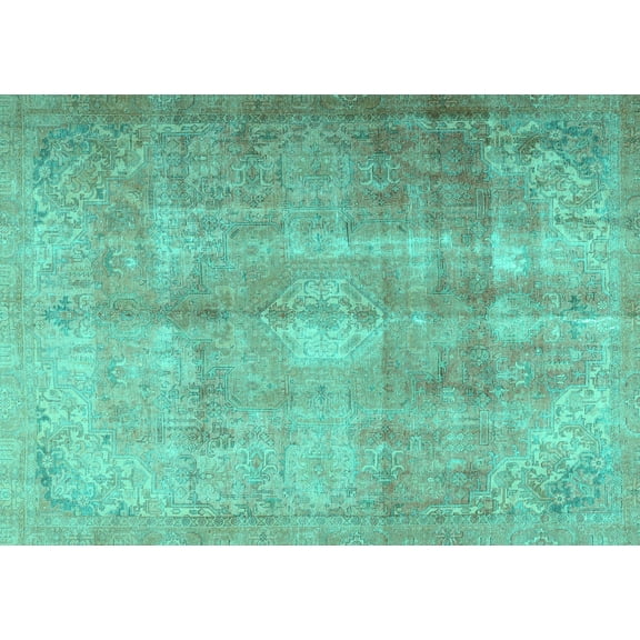 Ahgly Company Machine Washable Indoor Rectangle Persian Turquoise Blue Traditional Area Rugs, 5' x 7'
