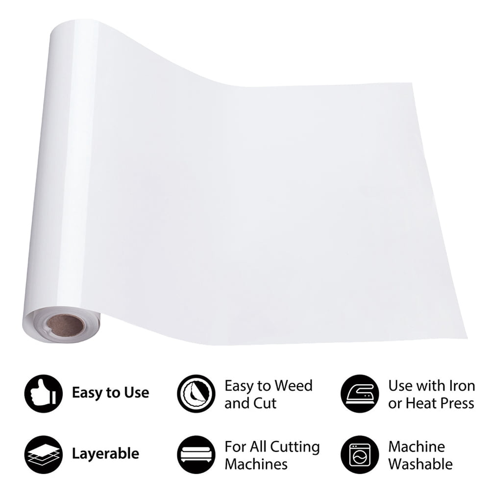 1 Roll Heat Transfer Vinyl Sheets Iron On Vinyl for T-Shirt Clothes Fabric Decoration White 30cm about 5m/roll