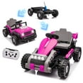 thumbnail image 3 of iRerts 12V Ride on Toys, 2 in 1 Ride on Building Block Cars Truck/Go Kart Freely Switched, One Chassis, Two Forms, Ride on Vehicles Kids Car with Remote Control, Bluetooth, Music, LED Light, Pink, 3 of 10