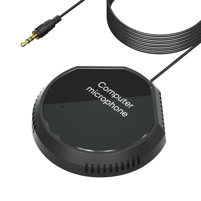 Microphone de Conférence de Bureau Condensateur Omnidirectionnel à 360° 3,5 mm & Micro pour Ordinateur PC Compatible avec Windows pour PC Portable Enregistrement de Vidéoconférence Clavardage Jeu Cours en Ligne Skyp