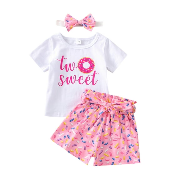 Liacowi Toddler Baby Girl 2nd Birthday Outfit Two Sweet Short Sleeve T-Shirt Tops Shorts/Flare Pants 2 Years Old Summer Set