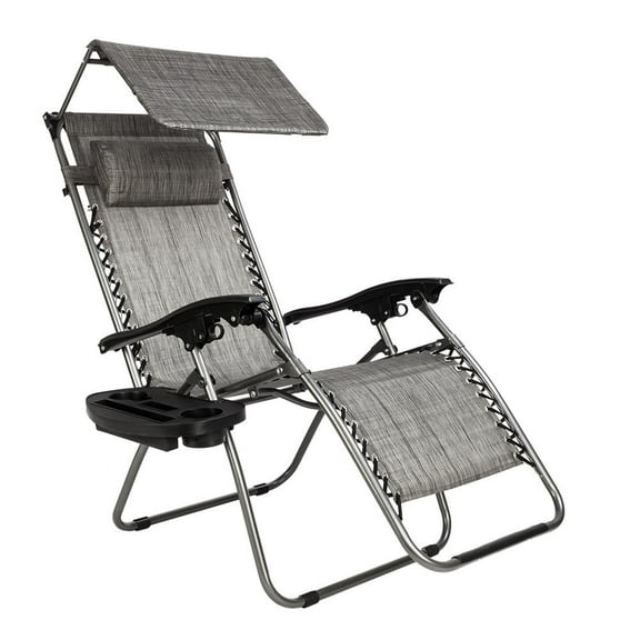 Ktaxon Zero Gravity Chair, Adjustable Folding Shade Reclining Chairs with Canopy, Indoor and Outdoor Use, Gray