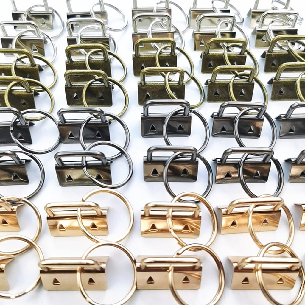 MOMOJIA 61 Pcs for Key Fob Hardware Set with Pliers Leather Tassels for Wristlet Clamp for Key Lanyard for Key Chain Making Supplies
