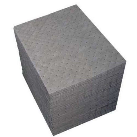 Brady Sorbent Pad, 31 gal, 15 in x 19 in, Universal, Gray, 200 PK UXT200