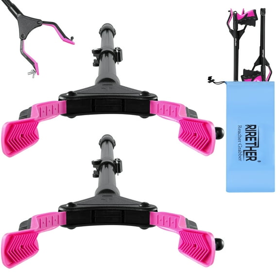 Rirether 2Pack Grabber Reacher Tool with Upgraded Version Jaw, Reacher Grabber with Carrying Bag, 32" Foldable Aluminum Alloy Grabber Tool for Elderly,Magnetic Tip and Hook