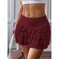 thumbnail image 4 of Flowy Skirts for Women Ruffle Bow-Knot Skorts Mini Skirts High Waisted Teen Gilrs Tennis Skort Summer Skirts Wine Red XL, 4 of 8
